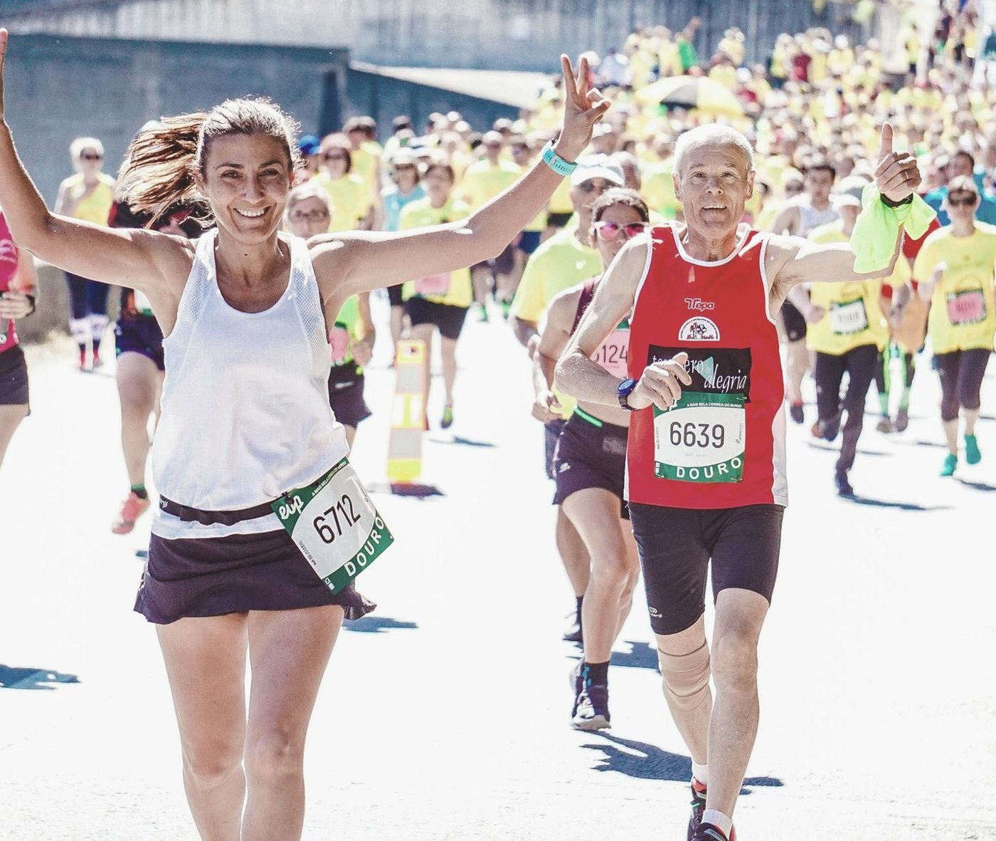 Smiling woman finishing a run